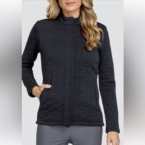 Tail Womens Golf Activewear Shonda Jacket Onyx Black Sz Large Floral Chic Comfy